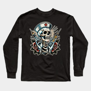 Skeleton Nurse - Textured Long Sleeve T-Shirt